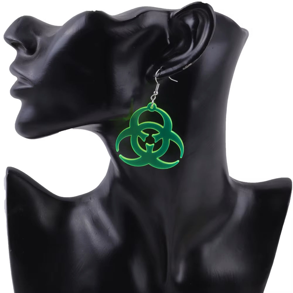 Clear Biohazard Earring