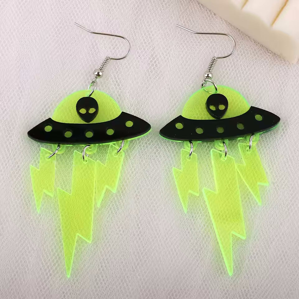 Clear Spaceship Earring