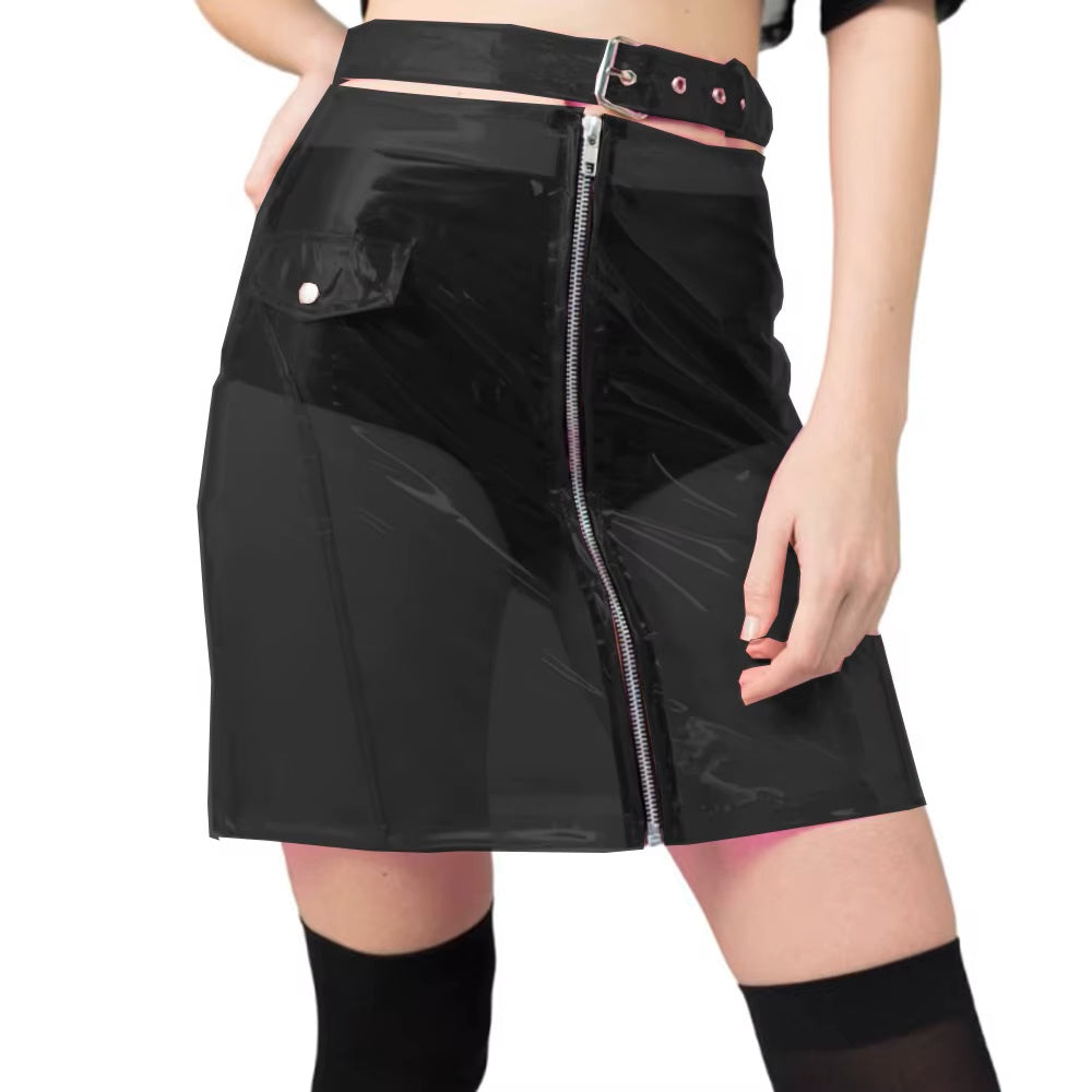 Clear Vinyl Zip Me Up Skirt